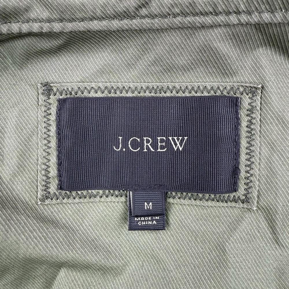 J Crew Jacket Womens Medium Green Softshell Hooded Rain Full Zip Cinched Swing‎ - Picture 7 of 11